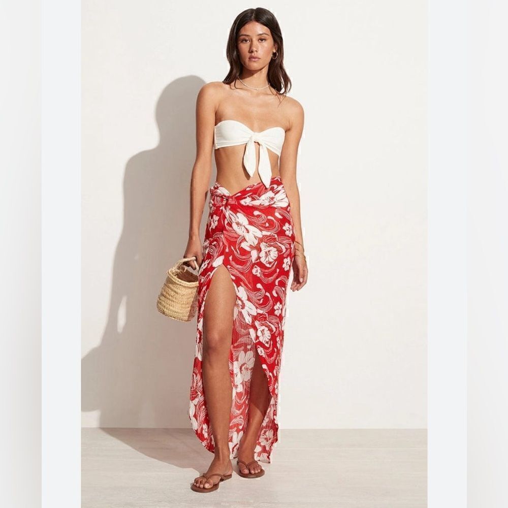 NWT Faithfull the Brand Lulu Maxi Skirt Camara Floral Print Red Size US 6